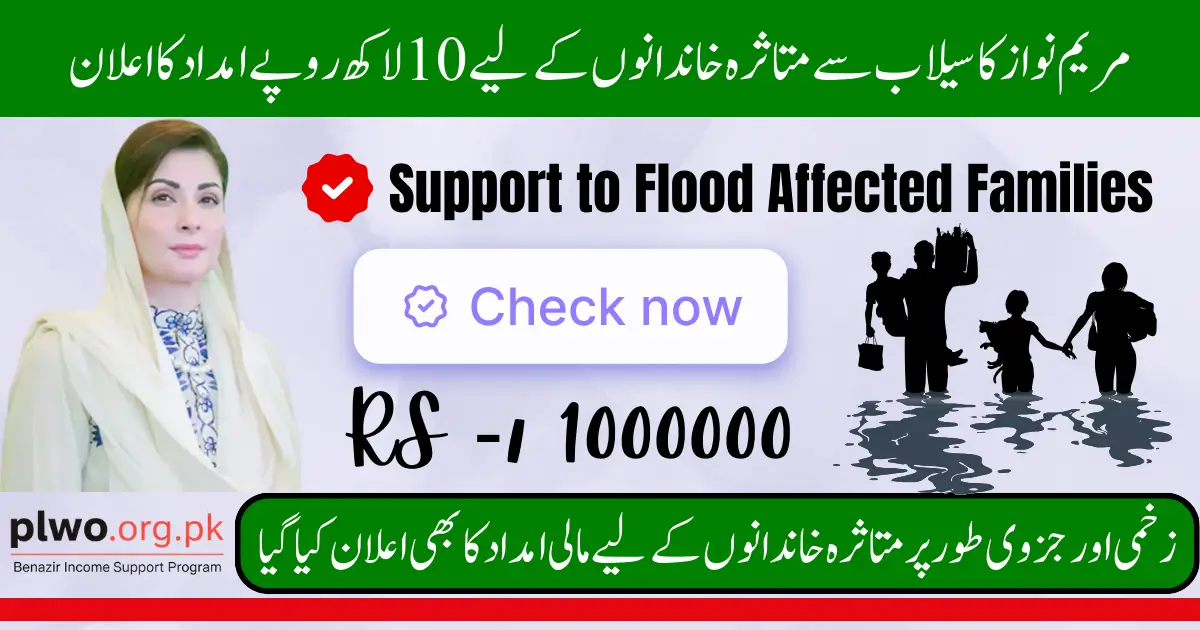 Maryam Nawaz Announces Rs 1 Million Support to Flood Affected Families